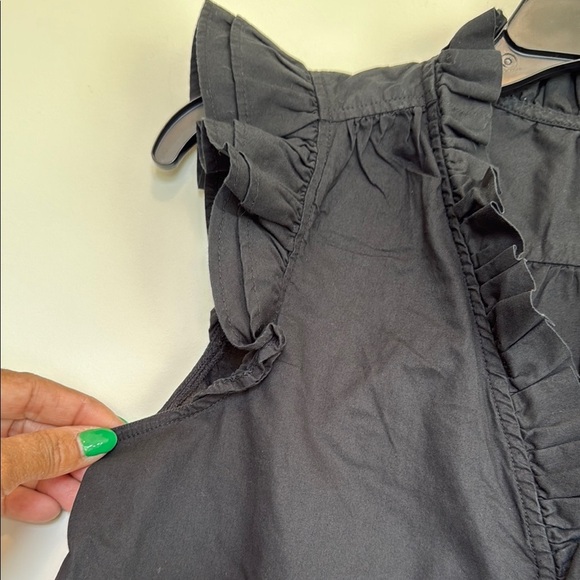 J. Crew Black Sleeveless Ruffled Blouse - Picture 5 of 12